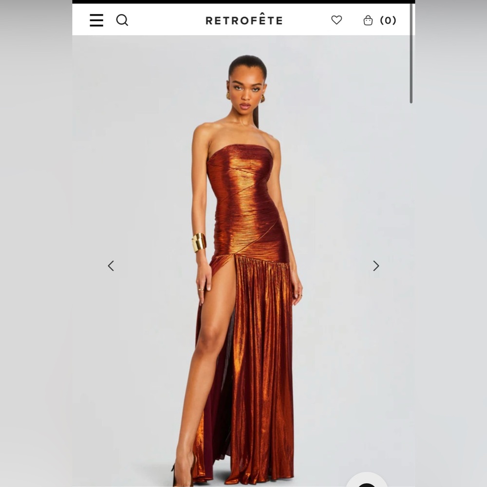 NWT - NEVER WORN - Retrofete - Chantal metallic maxi dress in Rust - M